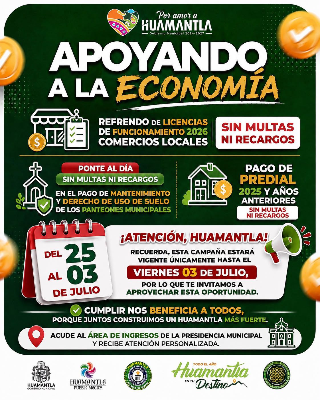 Amplía gobierno de Huamantla la campaña 'Apoyando a la Economía' hasta el 3 de julio